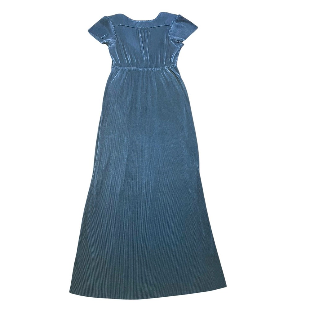 Baltic Born Athena Plisse Maxi Dress XXL Dusty Blue Slate Wrap V-Neck - Picture 4 of 8